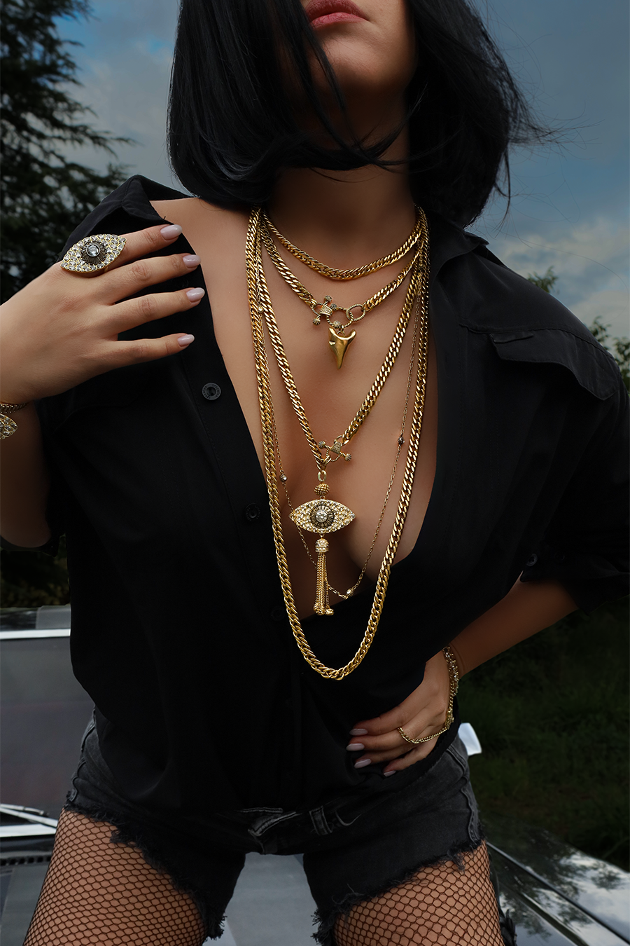 IMPRESION GOLD PLATED EYE NECKLACE