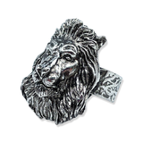 Leo Tumbled Silver Plated Brass Ring