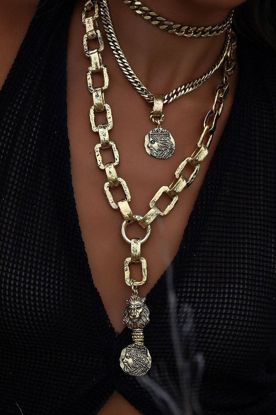 Lion King Gold Plated Tumbled Necklace